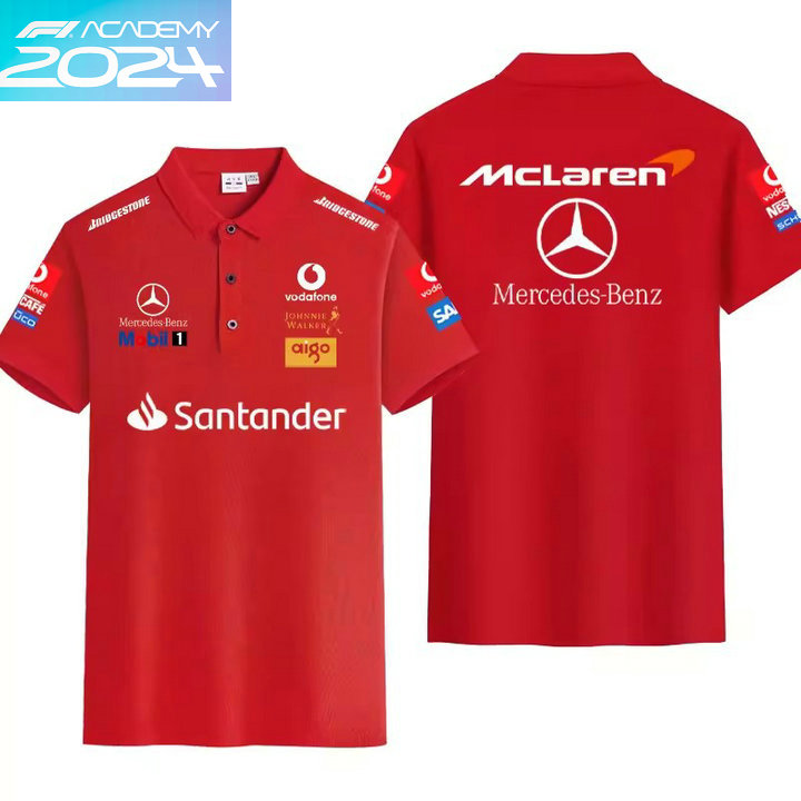 2024 Polo McLaren Mercedes-Benz Coton Homme Couleur Unie Manche Courte